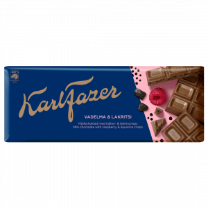 Karl Fazer Raspberry & Liquorice milk chocolate 200g.