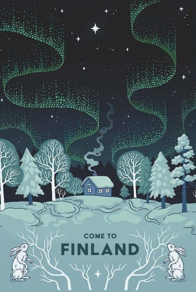 Northern Lights over the cottage - Magnet