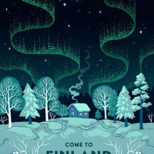 Northern Lights over the cottage - Poster