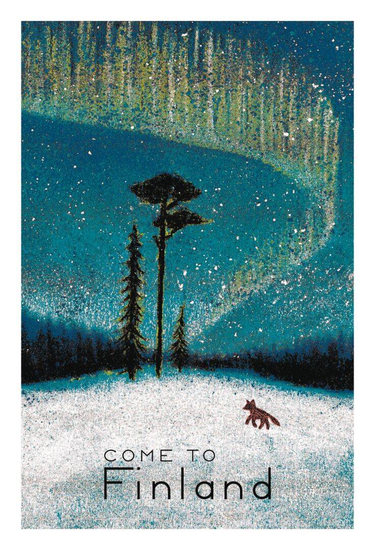 Following the footsteps of a fox - Wooden postcard