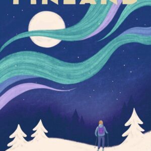 Skiing in Moonlight - Postcard